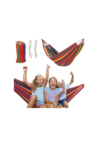 Valkyrie Tek Kişilik 240x80cm Çantalı Kanvas Hamak Çantalı Çok Renkli