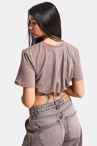 Itsbasic Kadın Açık Antrasit S6-16 Crop Balon Fit T-shirt