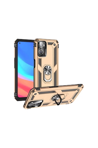 Oppo A76 Kılıf Zore Vega Kapak Gold