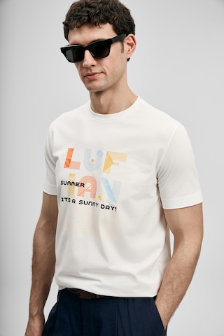 Lufian Sunny Modern Grafik T- Shirt Kırık Beyaz Kırık Beyaz 111020291100510
