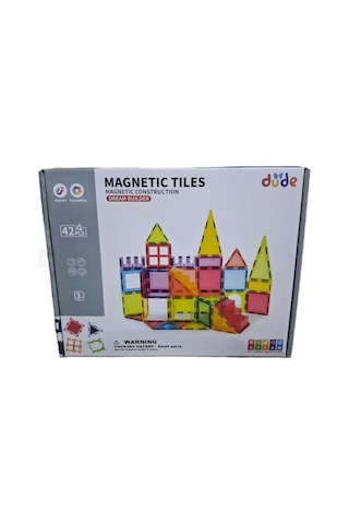 Manyetik Bloklar Tiles Renkli 42 Parça Manyetik Bloklar Yapı Magnetic Bloklar