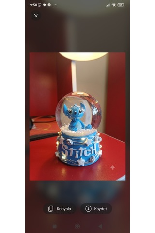 Stitch Işıklı Kar Küresi - 9 Cm X 6 Cm - Mavi Hediyelik-dekoratif Kar Küresi 01