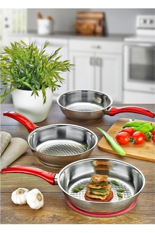 Gülsan Jasmin Çelik Tava Seti 3 Parça 16Cm 18Cm 20Cm