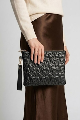 Gl-003 Yıldız Dikişli Kadın El Çantası Clutch Çanta Omuz Çantası Çapraz Çanta Pörtföy Çanta Siyah