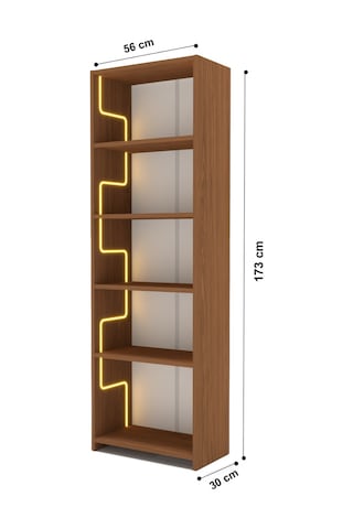 Labirent Ledli Açık Kitaplık Ceviz
