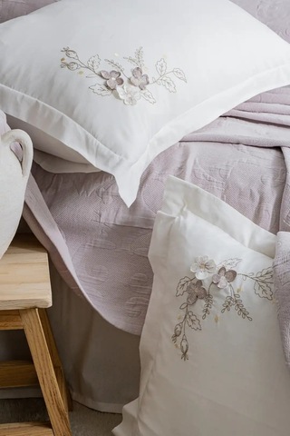 Şaheser Home Collection Yatak Örtüsü Seti Çift Kişilik Derek Lila Renkli