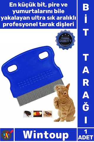 Tarak Paslanmaz Çelik Dişli Ergonomik Saplı Evcil Hayvan Bakım Hijyen Kedi Köpek Bit Pire Tarağı
