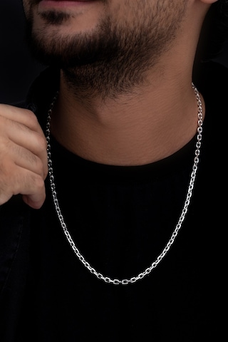 Erkek Gümüş Kolye - 4mm Forse Model 925 Ayar Erkek Gümüş Kolye Zincir Gklgmsforse