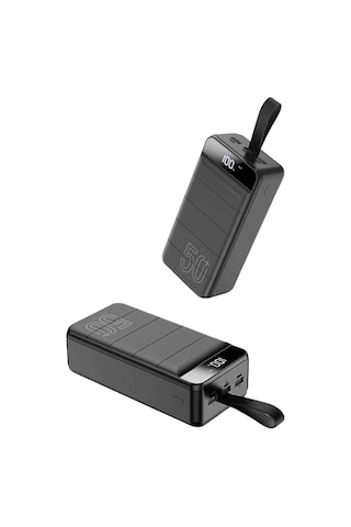 Tnabilir Powerbank 50.000 Mah 4 Girişli Hızlı Şarj Led Göstergeli Gldısptm - 41 Fenerli Şarj siyah