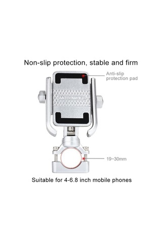 Sones Motosiklet Gidon Alüminyum Alaşımlı Telefon Braketi, 4-6 İnç Cihaz İçin Uygun Siyah