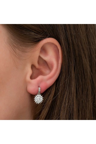 Kenpazar Gümüş Mengeçli Yuvarlak Kesim Küpe Gümüş