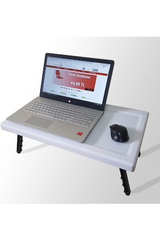Yektahome Portatif Laptop Sehpası Katlanır Ayaklı Pratik Sehpa Masa Beyaz