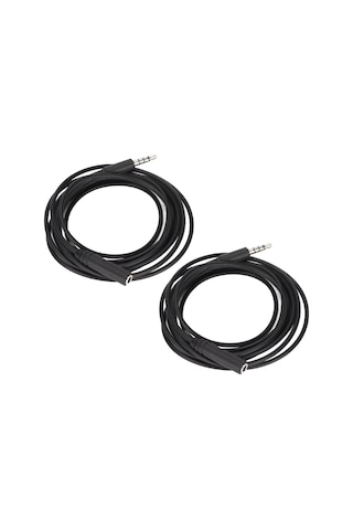 Konesam 2 Adet 2m Siyah 3.5mm Trrs Kulaklık Uzatma Kablosu - Mikrofon Desteği, Stereo Ses, Aux Uyumlu Oksijenli Bakır + Tpe