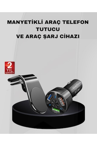 Araç İçi Telefon Tutucu + Quick Charge 3.0 Araç Şarj Semeglbl - 96 Cihazı Seti Çok Renkli