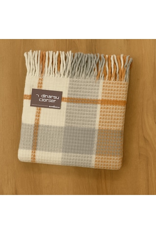 Dinarsu Cozy Life Tv Battaniyesi Beyaz - Turuncu