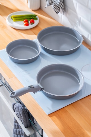 Acar Biogrey İndüksiyon Tabanlı 3 Lü Tava Seti Gri