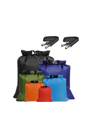 Moveevo 6'lı Dışarıda Su Geçirmez Çanta Seti 1.5l-8l + 2 Ayarlanabilir Askı Kemer, Kayakçılık-balıkçılık İçin Saçma-ince Tüylü Poliester, Roll-top Kapaklı Çok Renkli