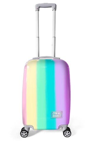 Renkli Çizgili Desenli Kabin Boy Valiz Ve Bel Çantası Seti Çok Renkli