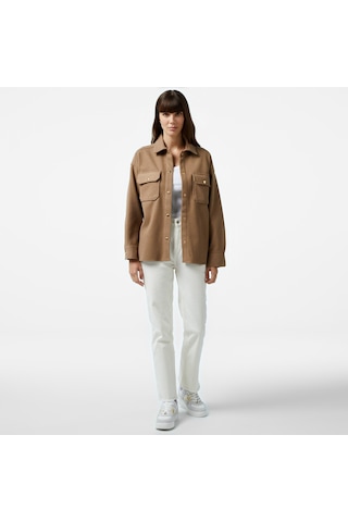 Nautica Kadın Kahverengi Regular Fit Gömlek Düz 47w507t Kahverengi