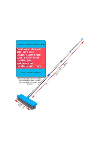 Wezone 30cm Çelik Telli Zemin Fırçası - 1.6m Uzun Çelik Saplı, Kuru Badem, Plastik Tabanca, Ev Temizliği İçin Lak, Çamur Ve Pas Kaldırıcı Diğer