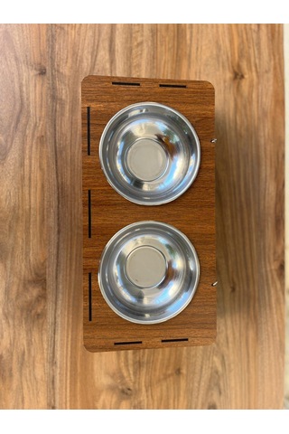 Modern Tasarımlı Ahşap Evcil Hayvan Mama Kabı