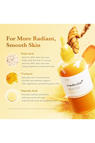 Medıcube Kojic Acid Turmeric Smoothing Toner 250 Ml Kojik Asit Zerdeçal Niasinamid Glikolik Asit Tonik Kbeautyflashsale