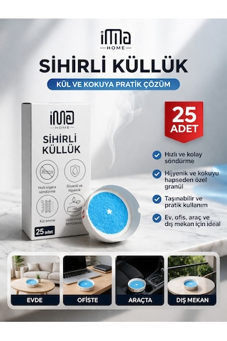 İma Home Sihirli Küllük 25 Adet Dumansız Kokusuz Kül Toplayıcı Taşınabilir Hijyenik Masa Üstü Küllük