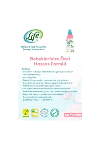 Vegan Bitkisel Konsantre Bebek Çamaşır Yumuşatıcısı 1500 Ml X 3 Adet