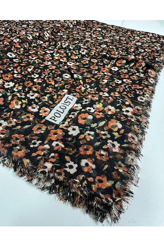 Poloist Desenli Flamlaı Keten Eşarp- 05652 Kiremit