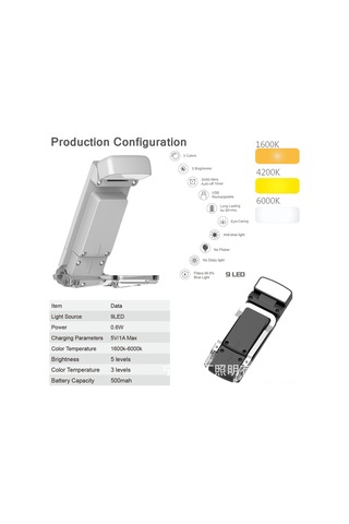 Qingmipy Usb Şarjlı Kitap Klipsi Gece Lambası, Taşınabilir Mini Led Masa Lambası, Göz Koruma Özellikli Siyah Diğer