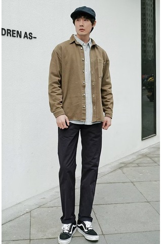 Yeni Düz Sert Gündelik Retro Erkek Pantolonu Yeşil