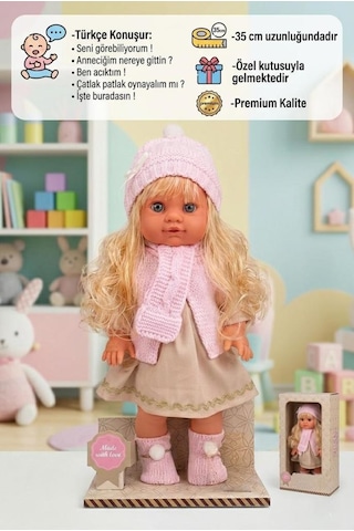 Lucia Girl Konuşan 35 Cm - Etkileşimli Kolları Bacakları Ve Kafası Et Kutulu Atkılı Oyuncak Bebek 36269937