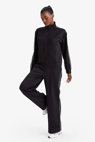 Defacto Warmtech Wide Leg Geniş Paça Cepli Biyeli Standart Boy İçi Yumuşak Tüylü Sporcu Pantolon F3846AX25AU Siyah