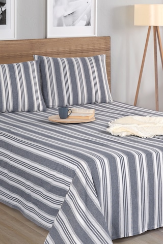 Sport Çizgili Çarşaf + Yastık Kılıfı Seti Tek Kişilik Soft Line Antrasit Antrasit