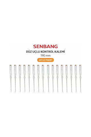 Senbang Düz Uçlu Kontrol Kalemi 190 Mm Elektrik Test Kalemi 24 Lü Set