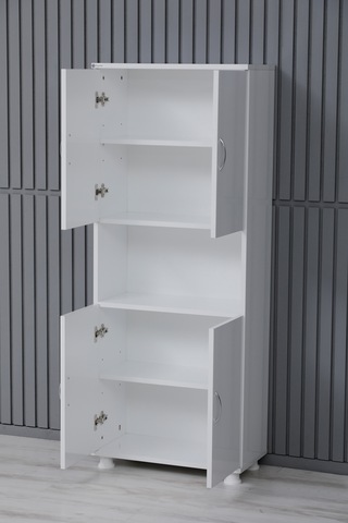Sehpol 4 Kapaklı 5 Raflı Çok Amaçlı Mutfak Dolabı 59 X 30 X 150 Cm Parlak Beyaz