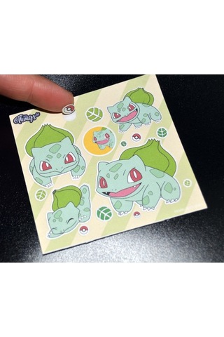 Mini Things Art Özel Tasarım Balbazar Bulbasaur Pokemon Sticker 15 Parça Set -1 Adet-