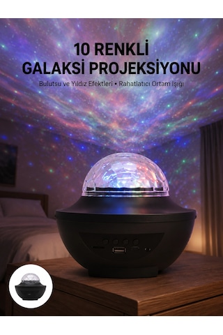 Plentifulmasa Ve Gece Lambası Renkli Projektör Işıklı Disko Topu Bluetooth Hoparlör