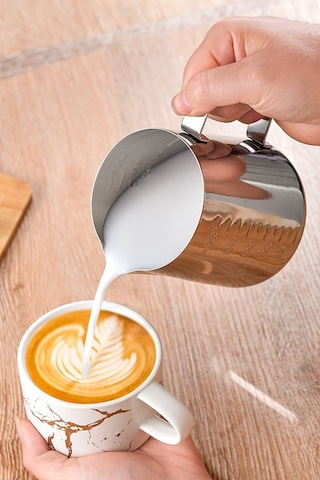 304 Çelik 600 Ml Kahve Süt Köpürtme Potu Sütlük Pitcher Cin503