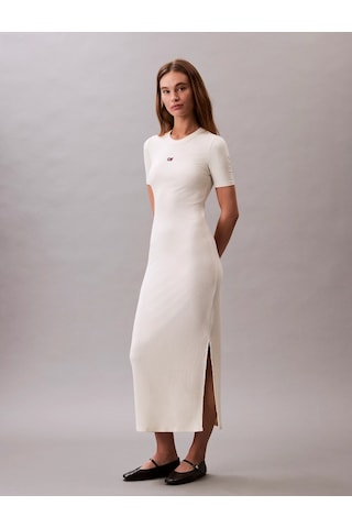Calvin Klein Jeans A - Modal Rıb Ss Dress Kadın Beyaz Elbise Lv044c902g-pba Beyaz