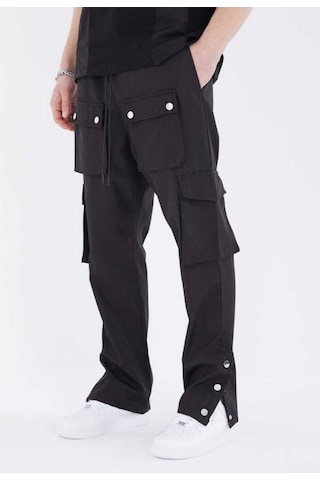 Siyah Cep Detaylı Lastik Bel Jogger Pantolon Siyah