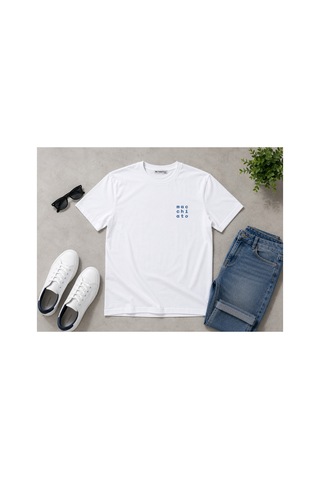 Me Selection Macchiato Tasarım %100 Pamuk Unisex Basic Tişört Beyaz