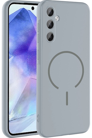 Adige Samsung Uyumlu Galaxy A57 Kılıf Silikon Meta Araç Tutucu Özellikli Gri