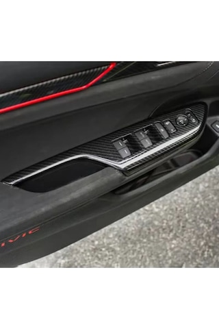 Honda Civic Fk7 Fc5 2017-2020 Iç Kapı Kol Dayama Karbon Fiber 2 Adet Ön Taraf 2 Adet Arka