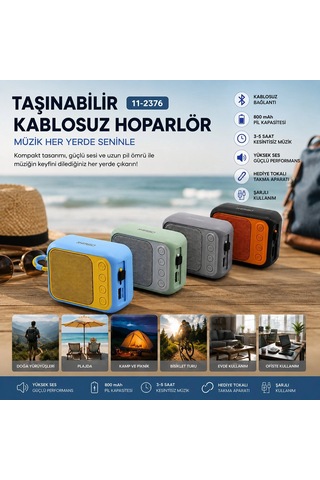 Bluetooth Wireless Mini Hoparlör Speaker Renkli Type-c Şarjlı 5w Mikrofon - Kart Girişi Pl-4692 5047