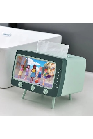 Mavi-çok Fonksiyonlu Tv Şekli Doku Kutusu Cep Telefonu Tutucu Masaüstü Dekorasyon Mutfak Peçetelik Oturma Odası Çeşitli Eşyalar Organizatör