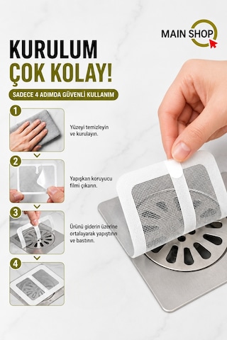 Mainshop 10 Adet Yapışkanlı Banyo Gider Filtresi M-740 Çok renkli