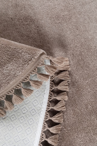 Vl Yuvarlak Comfort Ponpon Saçaklı Peluş Post Halı Kahverengi Halı Kahverengi P.saçak