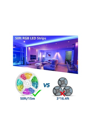 Xindoker 15m Rgb Led Işık Şeridi, Müzik Senkronlu Renk Değiştirme, Bluetooth Uygulama + Kumanda Kontrolü, Odalar Ve Parti Dekorasyonu Için Renk