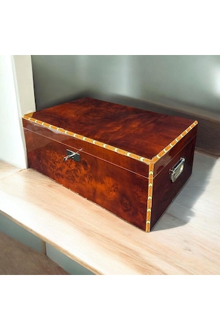 Lubinski İtaly Canforo Humidor Puro Kutusu Ceviz 125's Cigar Spa Elektronik Puro Nemlendirme Cihazı